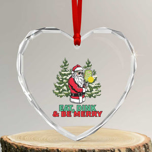 Funny Xmas Pickleball Heart Crystal Glass Ornament Eat Dink Be Merry Santa Pickleball Player TS09 Transparent Glass 3'' Heart Print Your Wear