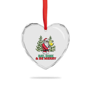 Funny Xmas Pickleball Heart Crystal Glass Ornament Eat Dink Be Merry Santa Pickleball Player TS09 Print Your Wear