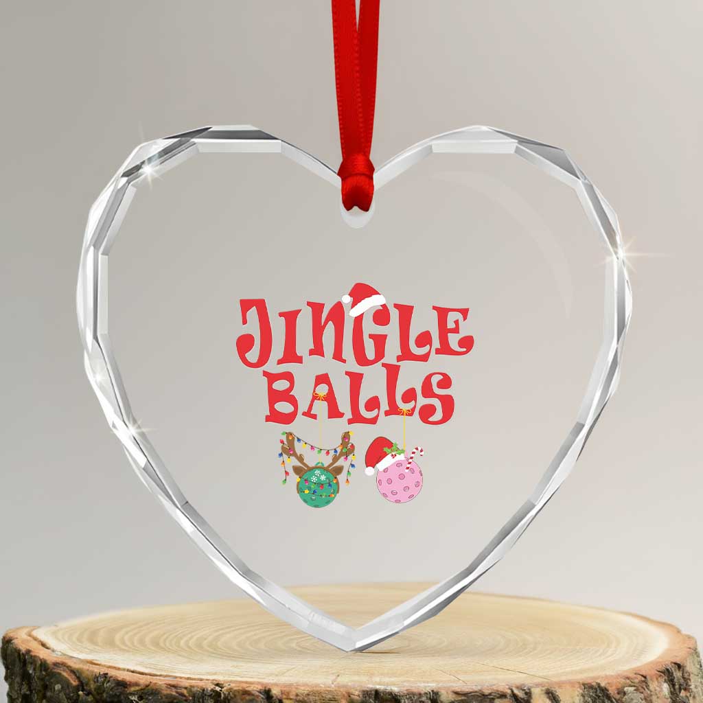 Funny Xmas Pickleball Heart Crystal Glass Ornament Jingle Balls Reindeer Santa Hat Ball TS11 Transparent Glass 3'' Heart Print Your Wear