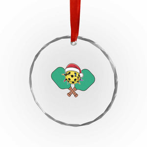 Funny Xmas Pickleball Holiday Santa Hat Crystal Glass Ornament TS11 Print Your Wear