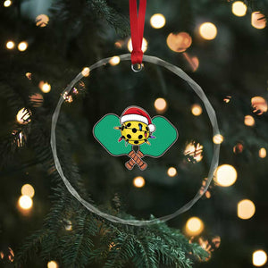 Funny Xmas Pickleball Holiday Santa Hat Crystal Glass Ornament TS11 Print Your Wear
