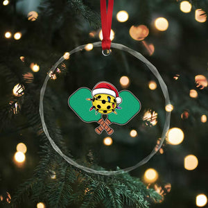 Funny Xmas Pickleball Holiday Santa Hat Crystal Glass Ornament TS11 Print Your Wear