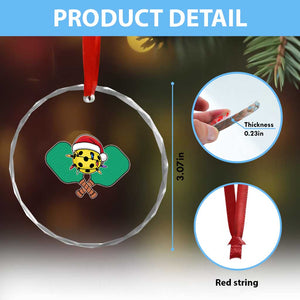 Funny Xmas Pickleball Holiday Santa Hat Crystal Glass Ornament TS11 Print Your Wear