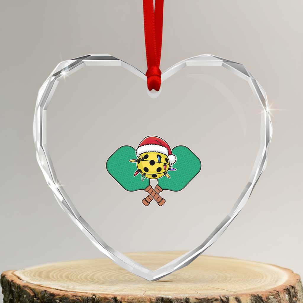 Funny Xmas Pickleball Holiday Santa Hat Heart Crystal Glass Ornament TS11 Transparent Glass 3'' Heart Print Your Wear