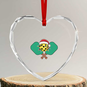 Funny Xmas Pickleball Holiday Santa Hat Heart Crystal Glass Ornament TS11 Transparent Glass 3'' Heart Print Your Wear
