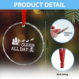 Funny Xmas Pirate Crystal Glass Ornament Sleigh All Day Pirate Skull Ship TS11 Print Your Wear