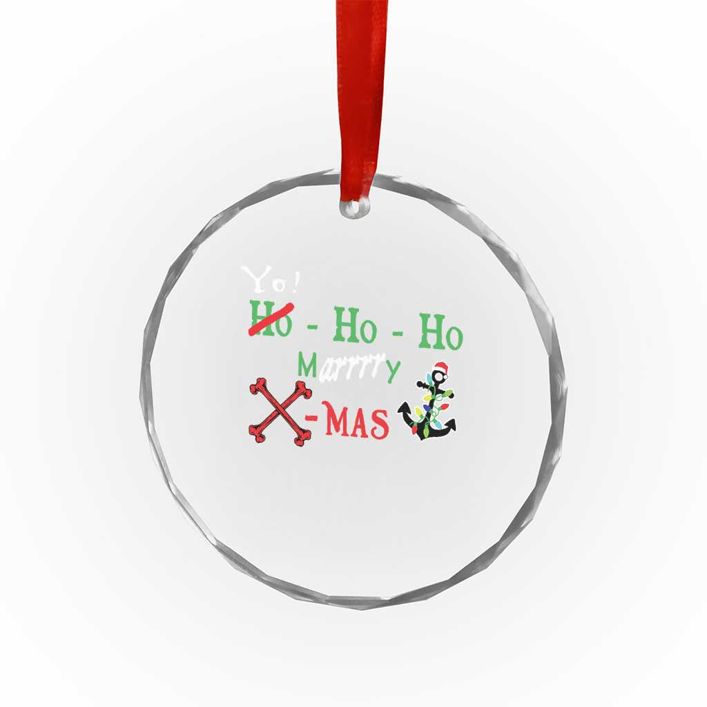 Funny Xmas Pirate Crystal Glass Ornament Yo Ho Ho Marrrrry X-Mas Anchor Santa Hat TS11 Print Your Wear