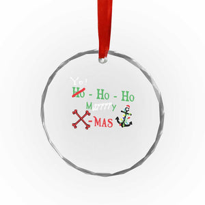 Funny Xmas Pirate Crystal Glass Ornament Yo Ho Ho Marrrrry X-Mas Anchor Santa Hat TS11 Print Your Wear