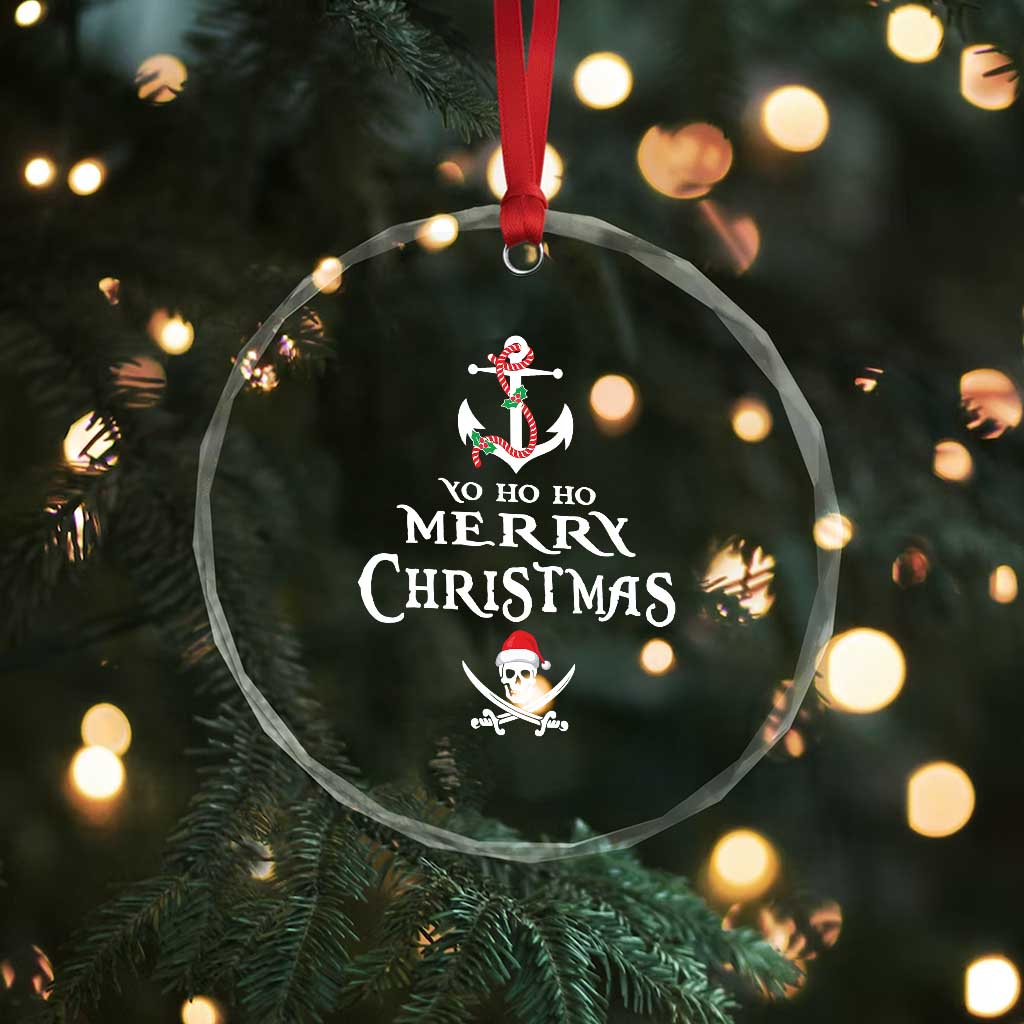 Funny Xmas Pirate Crystal Glass Ornament Yo Ho Ho Merry Xmas Anchor Santa Skull TS11 Print Your Wear