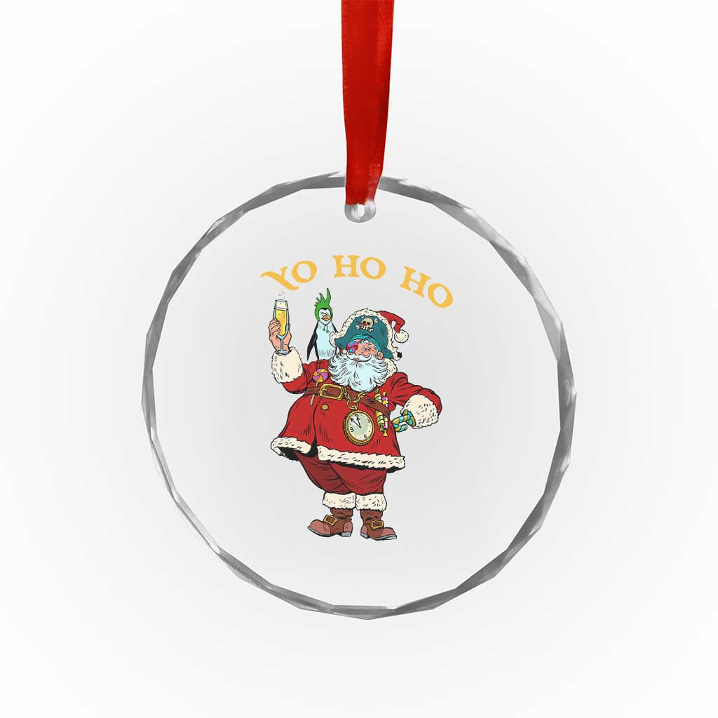 Funny Xmas Pirate Santa Crystal Glass Ornament Yo Ho Ho Holiday Xmas Pirate TS11 Print Your Wear