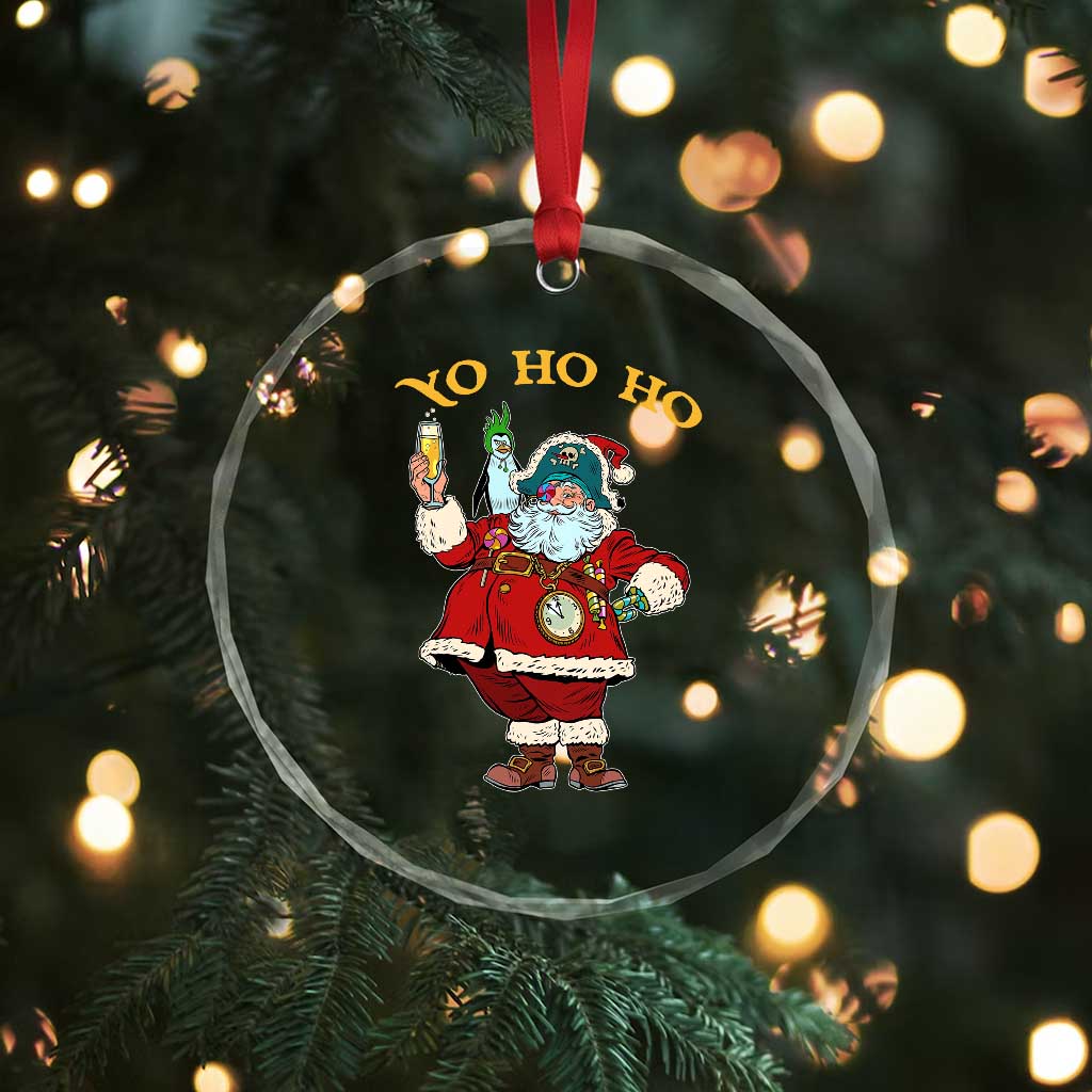 Funny Xmas Pirate Santa Crystal Glass Ornament Yo Ho Ho Holiday Xmas Pirate TS11 Print Your Wear