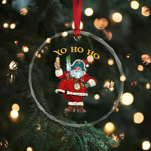 Funny Xmas Pirate Santa Crystal Glass Ornament Yo Ho Ho Holiday Xmas Pirate TS11 Print Your Wear