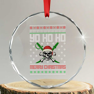 Funny Xmas Pirate Santa Crystal Glass Ornament Yo Ho Ho Merry Xmas Skull Santa Hat TS11 Transparent Glass 3'' Circle Print Your Wear