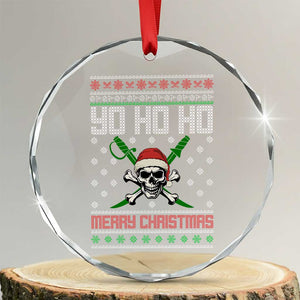Funny Xmas Pirate Santa Crystal Glass Ornament Yo Ho Ho Merry Xmas Skull Santa Hat TS11 Transparent Glass 3'' Circle Print Your Wear