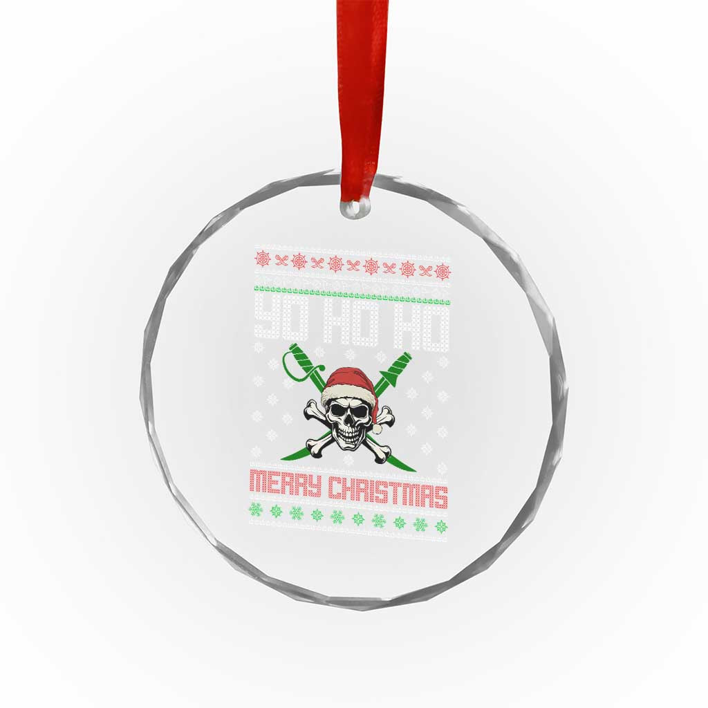 Funny Xmas Pirate Santa Crystal Glass Ornament Yo Ho Ho Merry Xmas Skull Santa Hat TS11 Print Your Wear