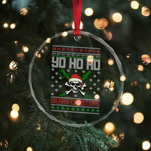 Funny Xmas Pirate Santa Crystal Glass Ornament Yo Ho Ho Merry Xmas Skull Santa Hat TS11 Print Your Wear
