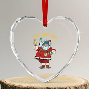 Funny Xmas Pirate Santa Heart Crystal Glass Ornament Yo Ho Ho Holiday Xmas Pirate TS11 Transparent Glass 3'' Heart Print Your Wear
