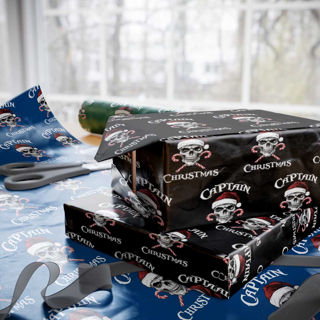 Funny Xmas Pirate Santa Wrapping Paper Roll Captain Christmas Skull Candy Canes TS11 Black Print Your Wear