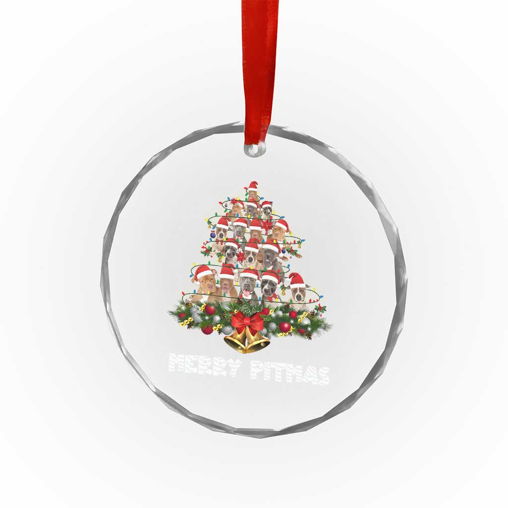Funny Xmas Pitbull Crystal Glass Ornament Merry Pitmas Christmas Tree Dog Lover TS09 Print Your Wear