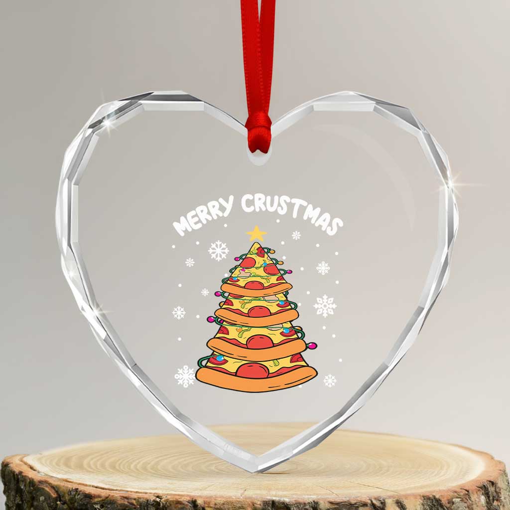 Funny Xmas Pizza Lover Heart Crystal Glass Ornament Merry Crustmas Pizza Christmas Tree TS09 Transparent Glass 3'' Heart Print Your Wear