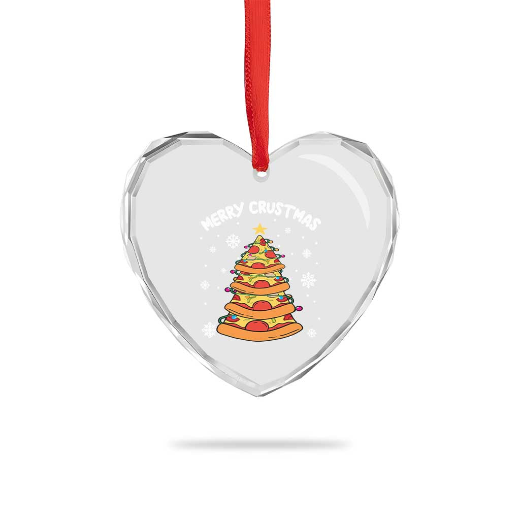 Funny Xmas Pizza Lover Heart Crystal Glass Ornament Merry Crustmas Pizza Christmas Tree TS09 Print Your Wear