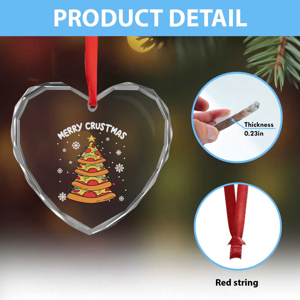 Funny Xmas Pizza Lover Heart Crystal Glass Ornament Merry Crustmas Pizza Christmas Tree TS09 Print Your Wear