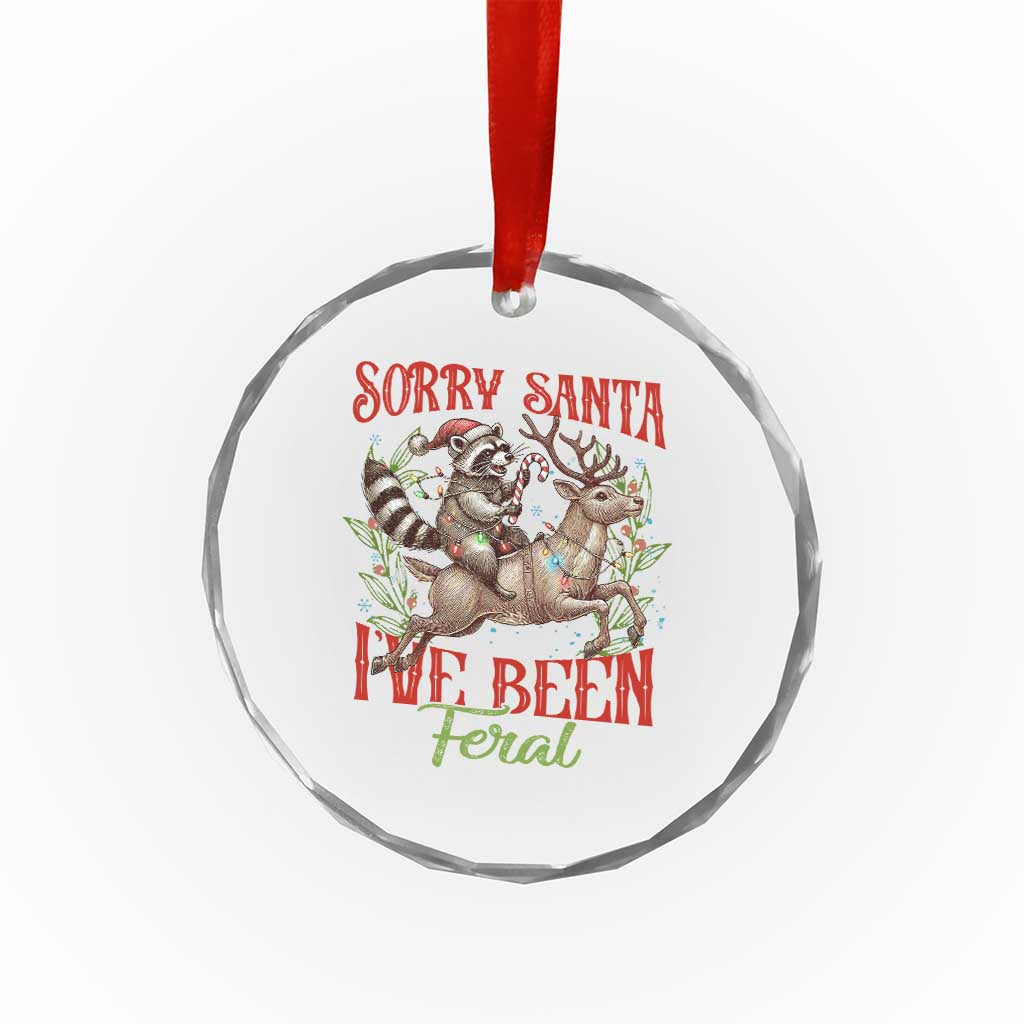 Funny Xmas Raccoon Crystal Glass Ornament Sorry Santa I've Been Feral Reindeer TS09 Print Your Wear
