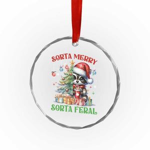 Funny Xmas Raccoon Crystal Glass Ornament Sorta Merry Sorta Feral Merry Trashmas TS09 Print Your Wear