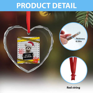 Funny Xmas Raccoon Heart Crystal Glass Ornament Dear Santa I Can Explain TS09 Print Your Wear