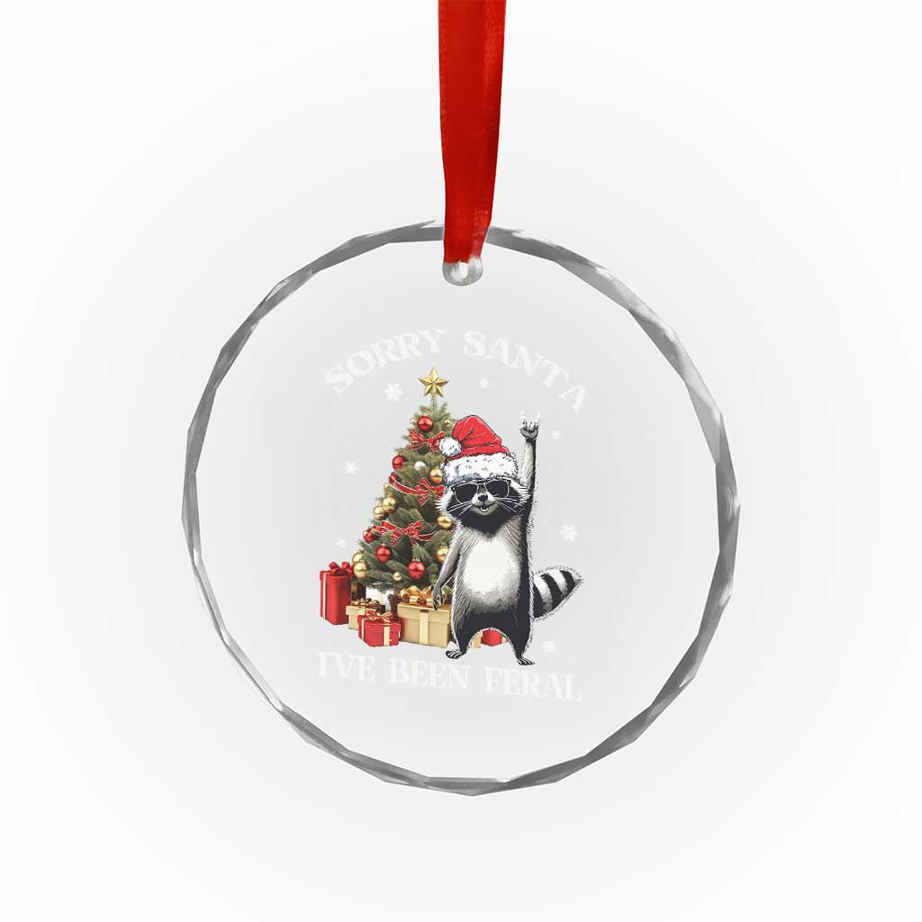 Funny Xmas Racoon Crystal Glass Ornament Sorry Santa I've Been Feral Xmas Hat TS11 Print Your Wear