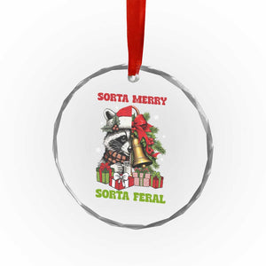 Funny Xmas Racoon Crystal Glass Ornament Sorta Merry Sorta Feral Xmas Wreath TS11 Print Your Wear