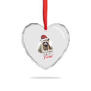 Funny Xmas Racoon Heart Crystal Glass Ornament Sorry Santa I've Been Feral Trash Panda TS11 Print Your Wear