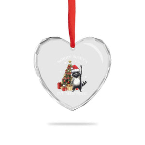 Funny Xmas Racoon Heart Crystal Glass Ornament Sorry Santa I've Been Feral Xmas Hat TS11 Print Your Wear