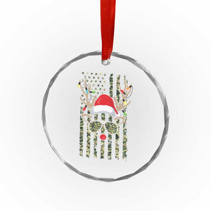 Funny Xmas Reindeer Hunting Camo Flag Crystal Glass Ornament TS11 Print Your Wear