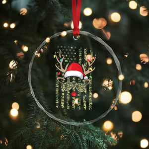 Funny Xmas Reindeer Hunting Camo Flag Crystal Glass Ornament TS11 Print Your Wear