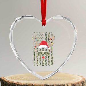 Funny Xmas Reindeer Hunting Camo Flag Heart Crystal Glass Ornament TS11 Transparent Glass 3'' Heart Print Your Wear