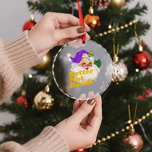 Funny Xmas Retro Cajun Louisiana Santa Crystal Glass Ornament Better Not Boude' New Orleans Saint Symbol TS11 Print Your Wear