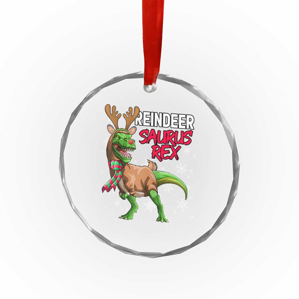 Funny Xmas Rex Dinosaur Crystal Glass Ornament Reindeer Saurus Rex Xmas Dinosaur TS11 Print Your Wear