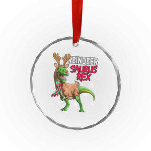 Funny Xmas Rex Dinosaur Crystal Glass Ornament Reindeer Saurus Rex Xmas Dinosaur TS11 Print Your Wear