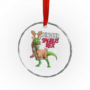 Funny Xmas Rex Dinosaur Crystal Glass Ornament Reindeer Saurus Rex Xmas Dinosaur TS11 Print Your Wear