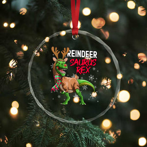 Funny Xmas Rex Dinosaur Crystal Glass Ornament Reindeer Saurus Rex Xmas Dinosaur TS11 Print Your Wear