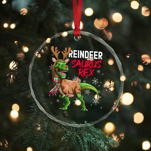Funny Xmas Rex Dinosaur Crystal Glass Ornament Reindeer Saurus Rex Xmas Dinosaur TS11 Print Your Wear