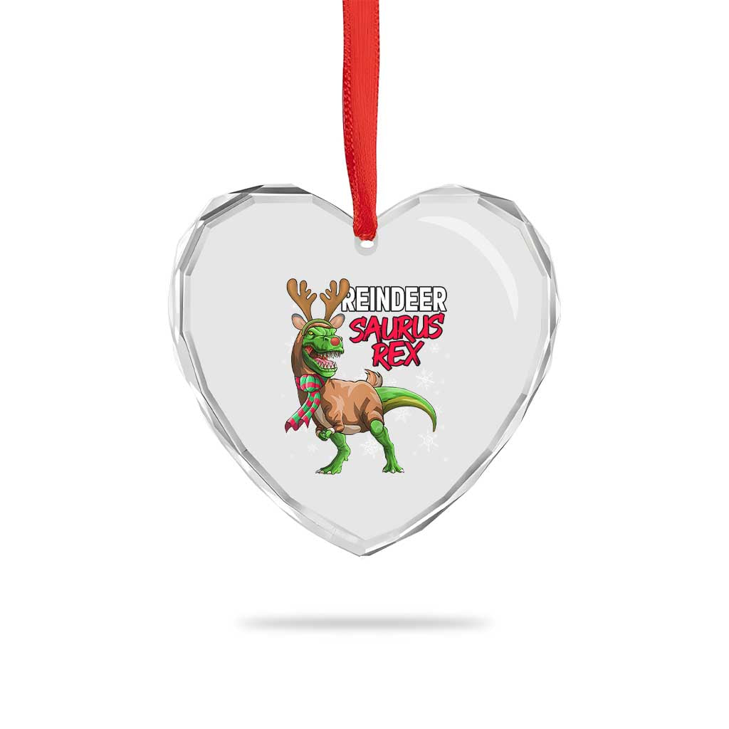 Funny Xmas Rex Dinosaur Heart Crystal Glass Ornament Reindeer Saurus Rex Xmas Dinosaur TS11 Print Your Wear