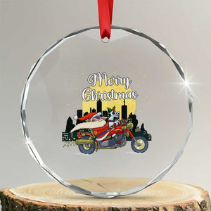 Funny Xmas Riding Crystal Glass Ornament Santa Riding Motorcycle Biker TS09 Transparent Glass 3'' Circle Print Your Wear