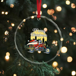 Funny Xmas Riding Crystal Glass Ornament Santa Riding Motorcycle Biker TS09 Print Your Wear
