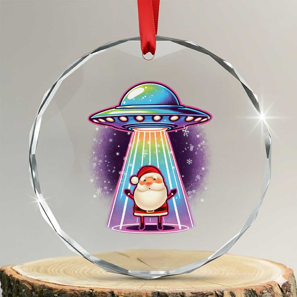 Funny Xmas Santa Alien Neon UFO Crystal Glass Ornament TS11 Transparent Glass 3'' Circle Print Your Wear