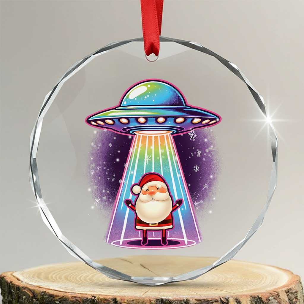 Funny Xmas Santa Alien Neon UFO Crystal Glass Ornament TS11 Transparent Glass 3'' Circle Print Your Wear