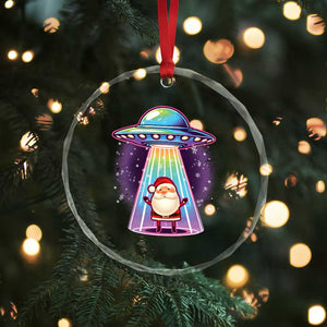 Funny Xmas Santa Alien Neon UFO Crystal Glass Ornament TS11 Print Your Wear