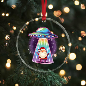 Funny Xmas Santa Alien Neon UFO Crystal Glass Ornament TS11 Print Your Wear