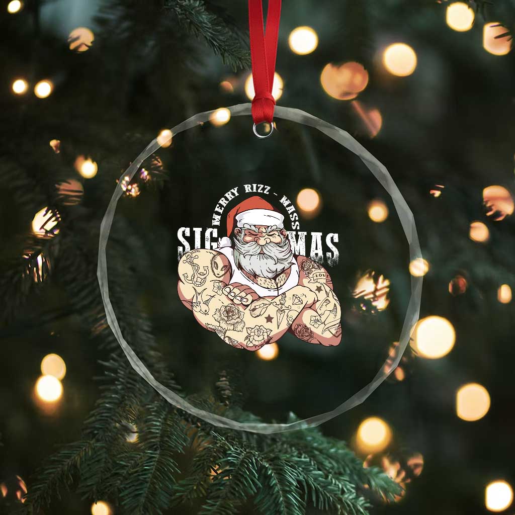 Funny Xmas Santa Crystal Glass Ornament Merry Rizzmas Sigmas Charisma Rizz Santa TS11 Print Your Wear